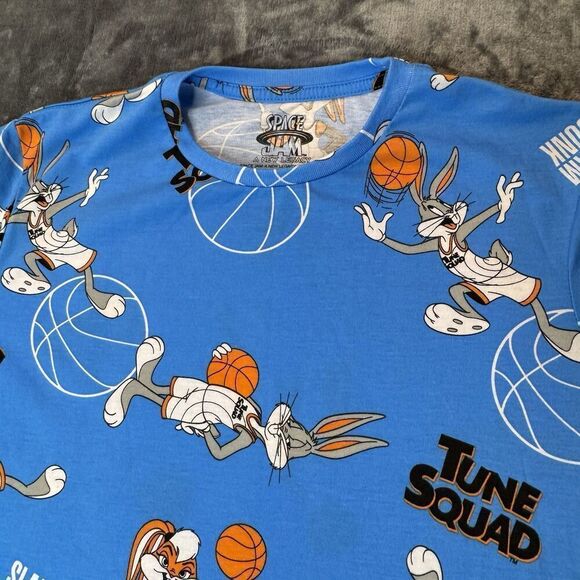 Space Jam Sz L Tune Squad Slam Dunk Shirt A New Legacy Print All Over Blue 0230 - Picture 4 of 10